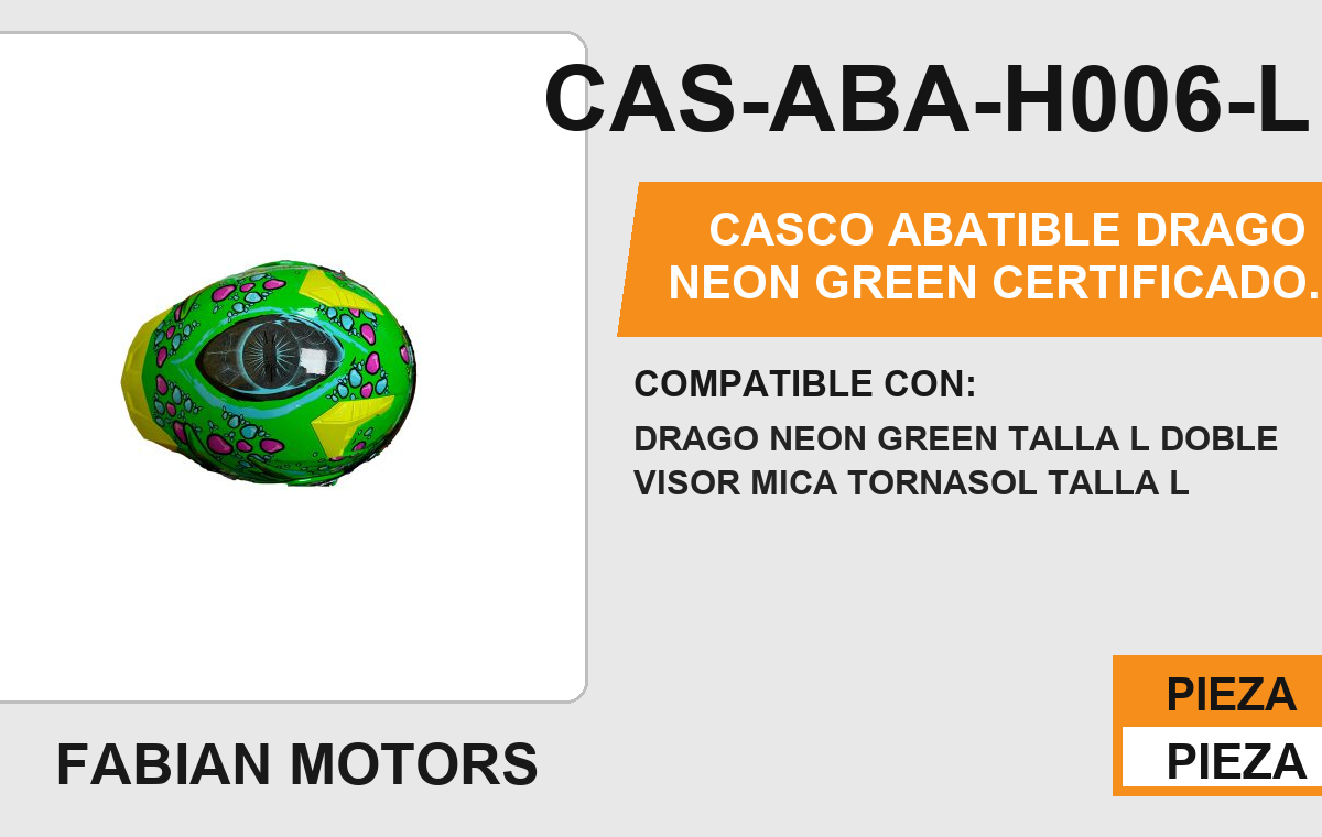 CASCO ABATIBLE DRAGO NEON GREEN CERTIFICADO " DOT "