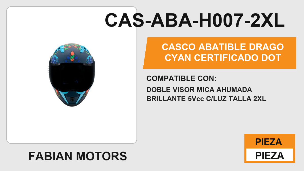 CASCO ABATIBLE DRAGO CYAN CERTIFICADO DOT