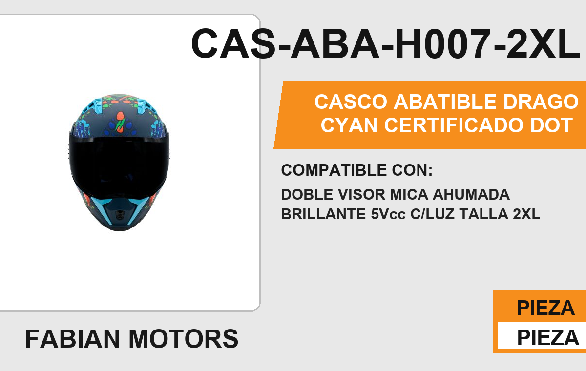CASCO ABATIBLE DRAGO CYAN CERTIFICADO DOT