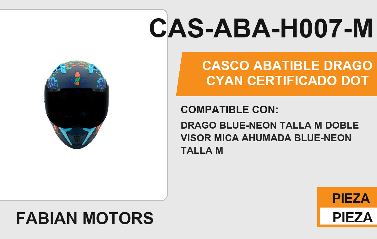 CASCO ABATIBLE DRAGO CYAN CERTIFICADO " DOT "