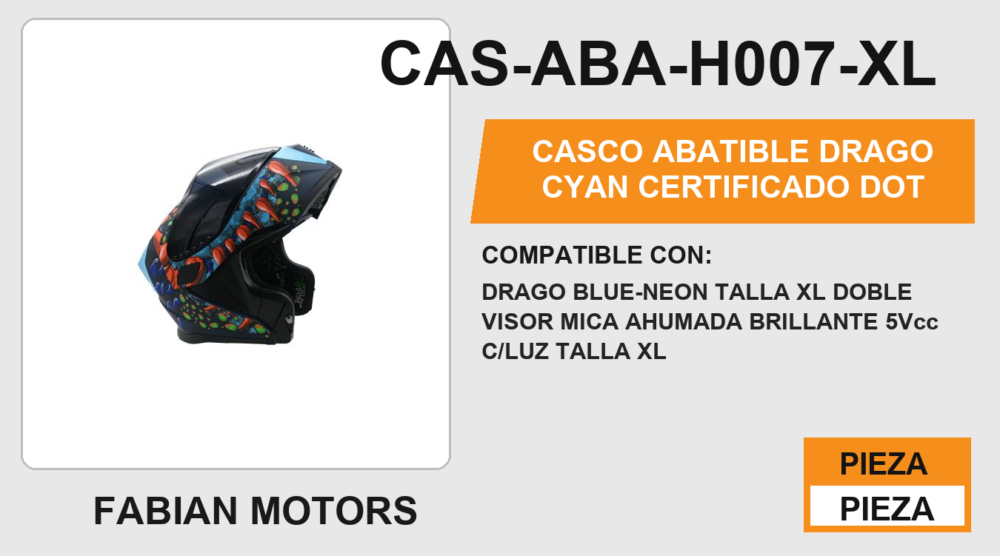 CASCO ABATIBLE DRAGO CYAN CERTIFICADO " DOT "