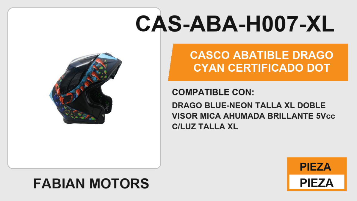 CASCO ABATIBLE DRAGO CYAN CERTIFICADO " DOT "