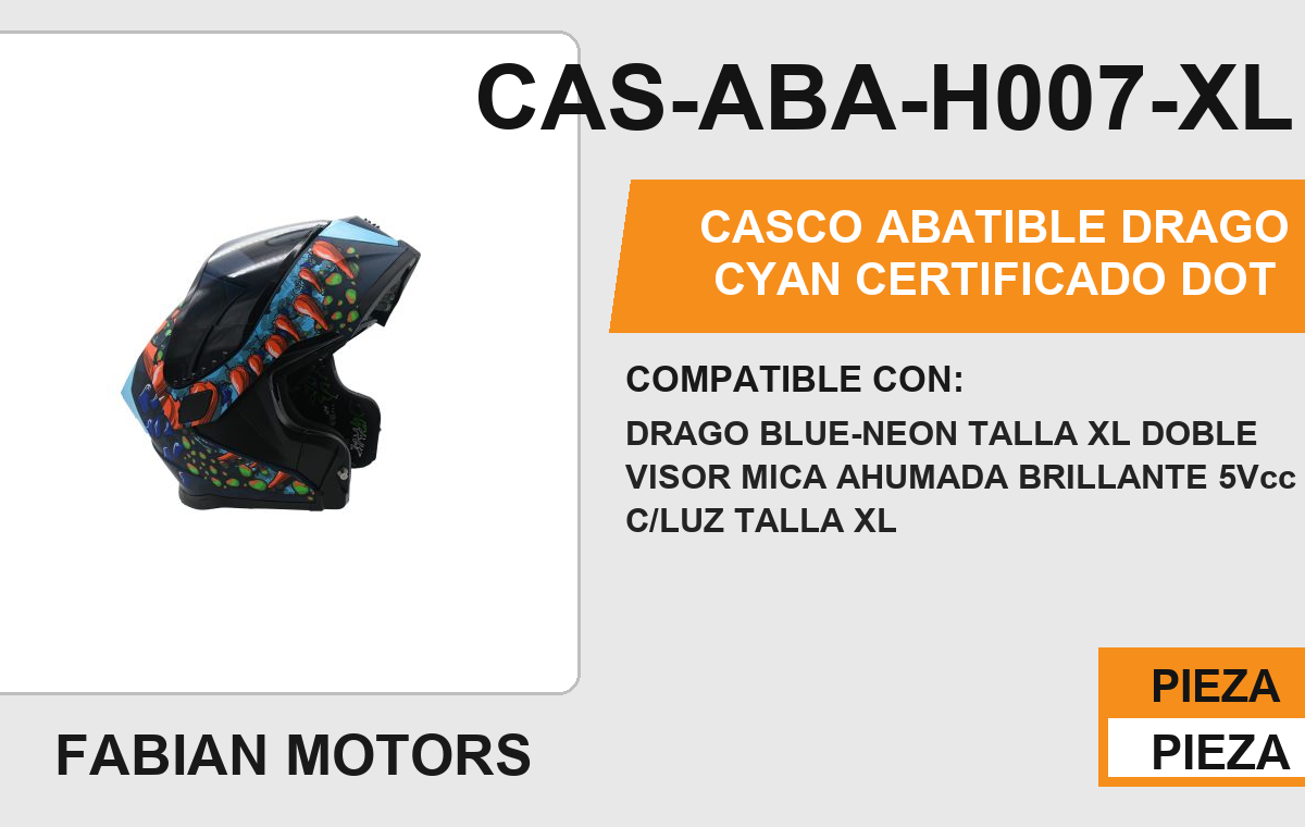CASCO ABATIBLE DRAGO CYAN CERTIFICADO " DOT "