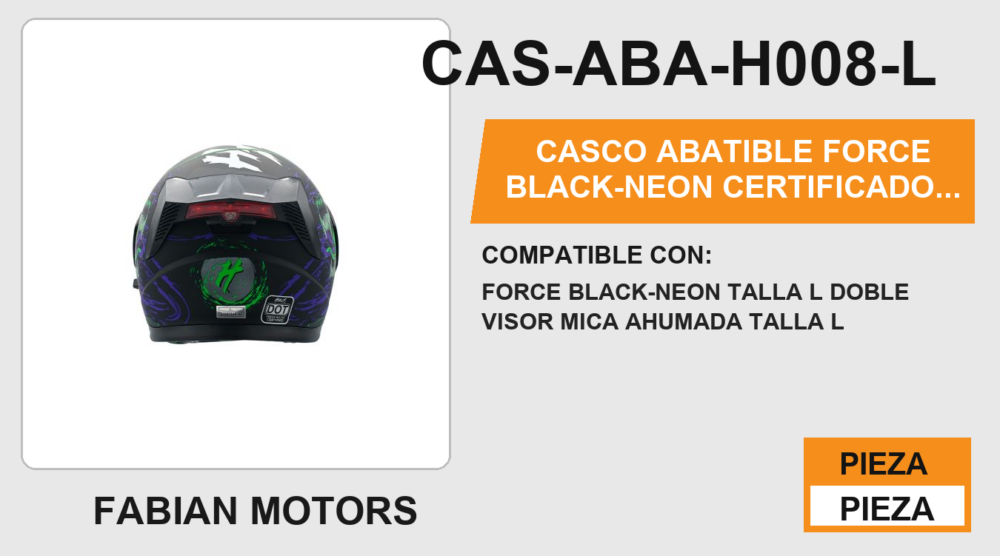 CASCO ABATIBLE FORCE BLACK-NEON CERTIFICADO " DOT "