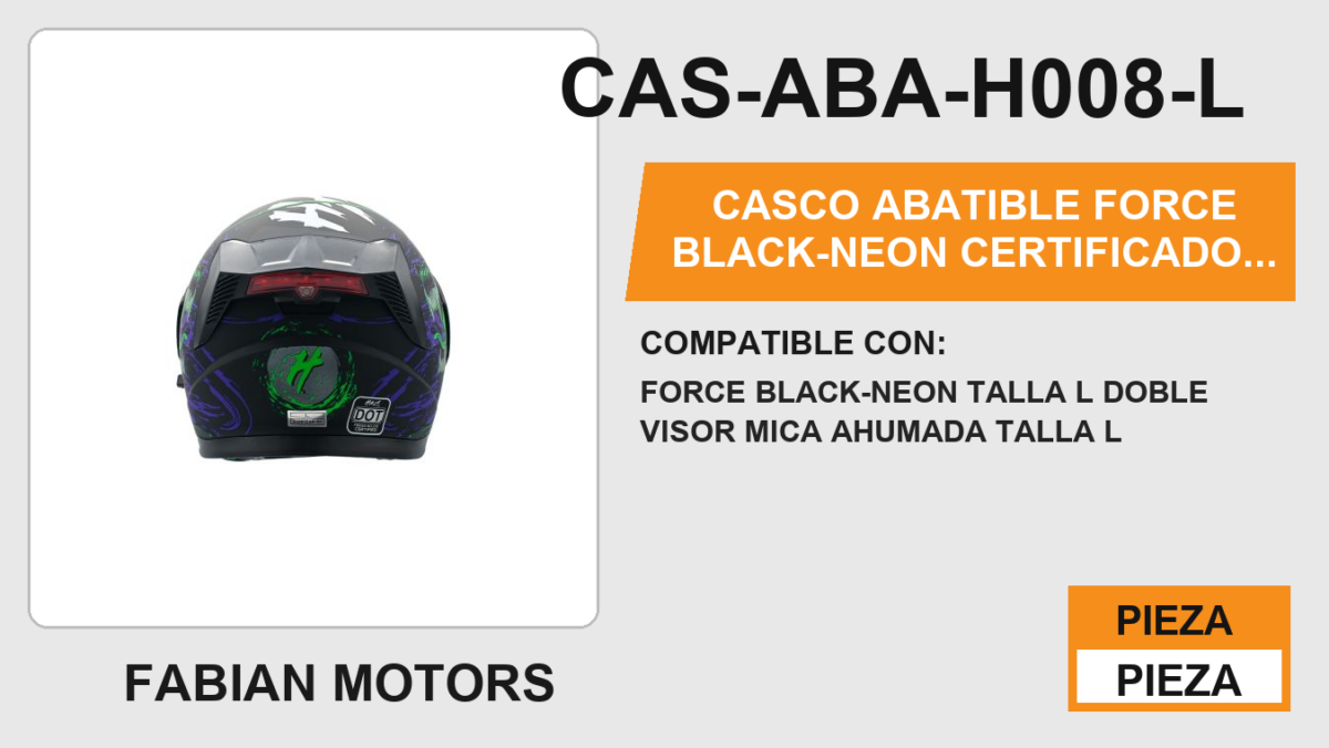 CASCO ABATIBLE FORCE BLACK-NEON CERTIFICADO " DOT "