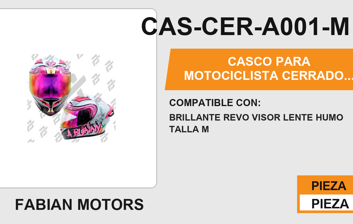 CASCO CERRADO LADY BUNNY CERTIFICADO " DOT "