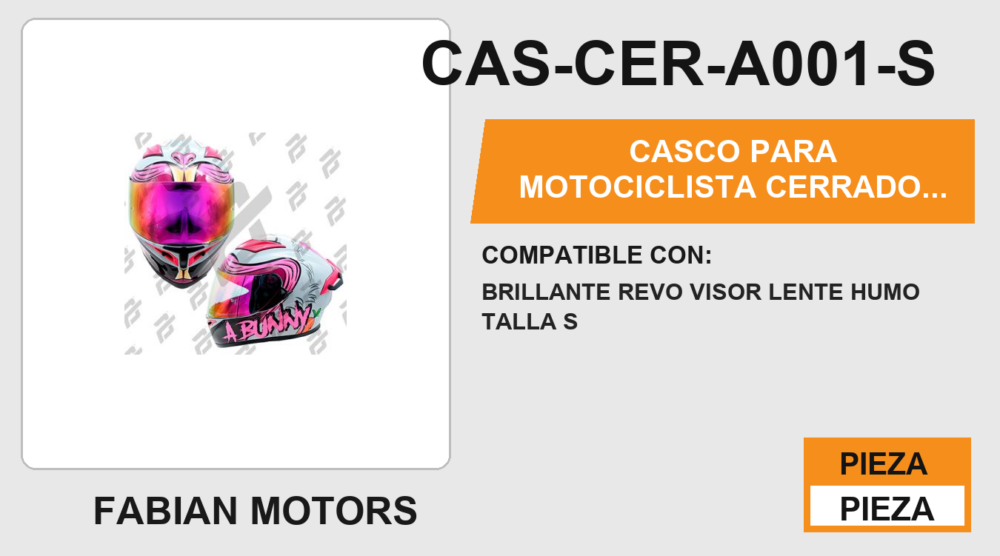 CASCO CERRADO LADY BUNNY CERTIFICADO " DOT "