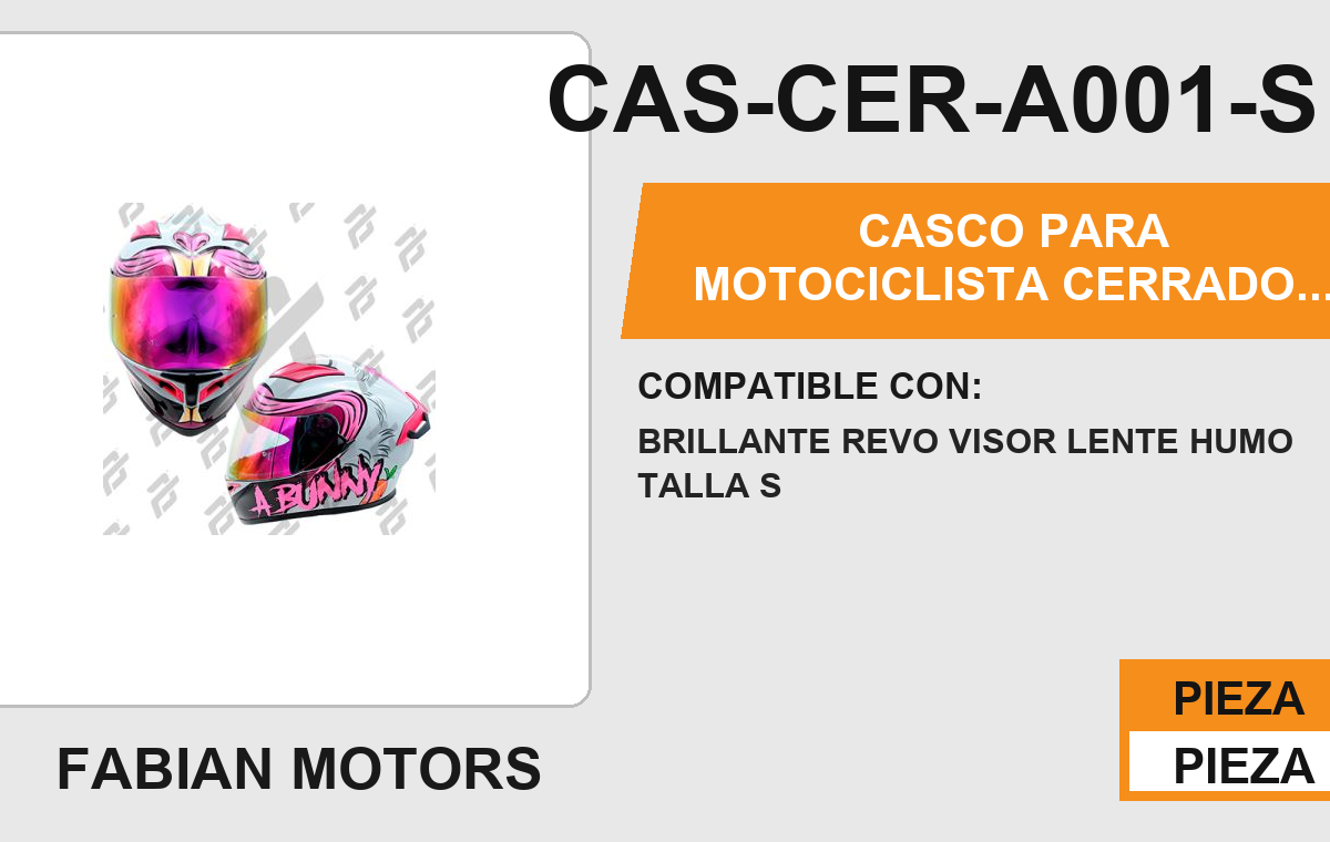 CASCO CERRADO LADY BUNNY CERTIFICADO " DOT "