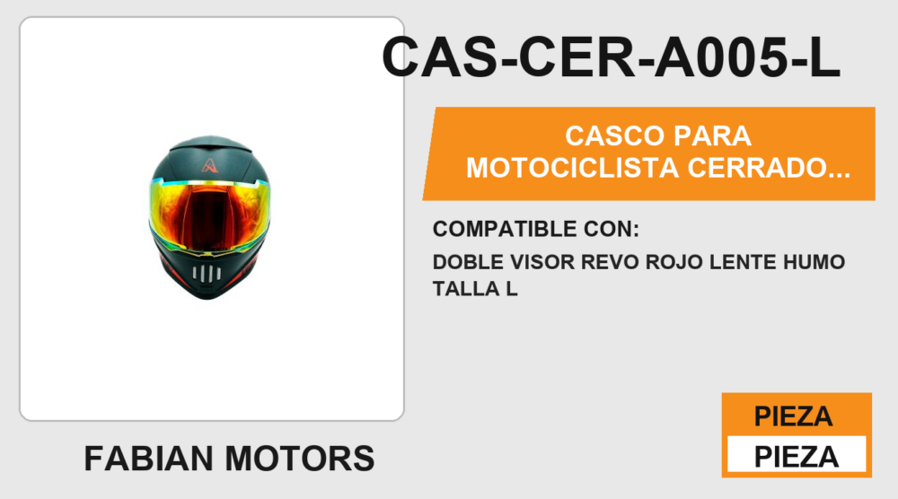 CASCO PARA MOTOCICLISTA CERRADO PARADISE CERTIFICADO DOT