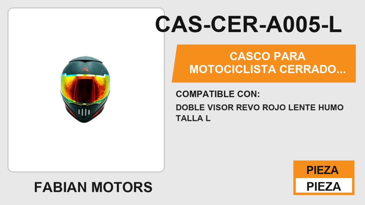 CASCO PARA MOTOCICLISTA CERRADO PARADISE CERTIFICADO DOT