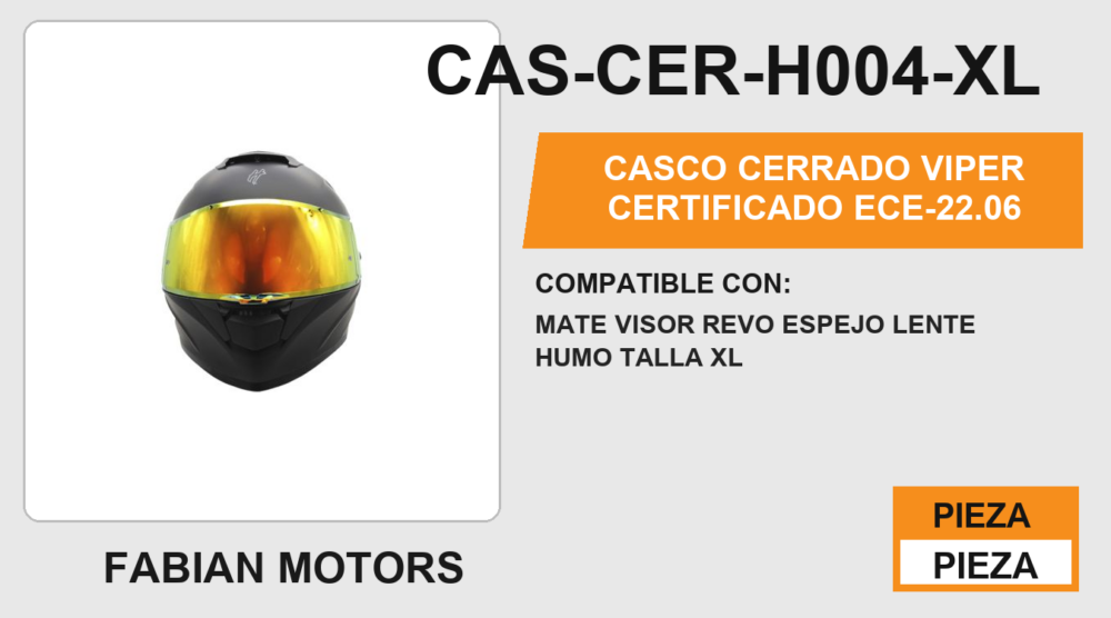 CASCO CERRADO VIPER CERTIFICADO " ECE-22.06 "