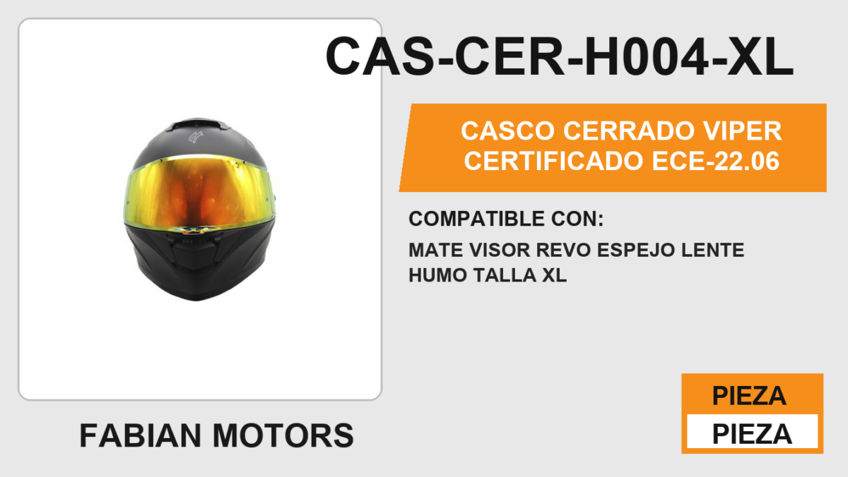 CASCO CERRADO VIPER CERTIFICADO " ECE-22.06 "