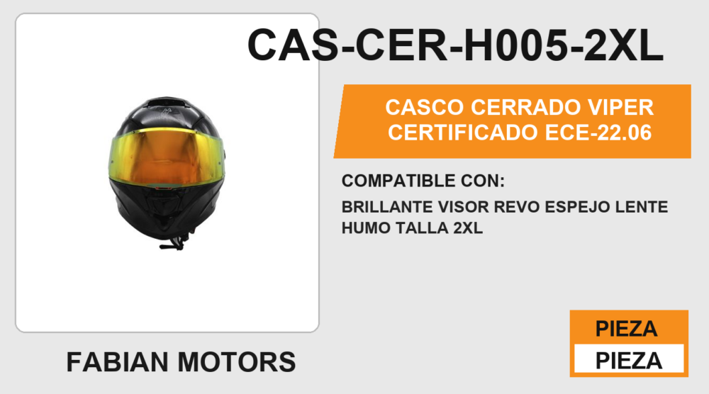 CASCO CERRADO VIPER CERTIFICADO " ECE-22.06 "