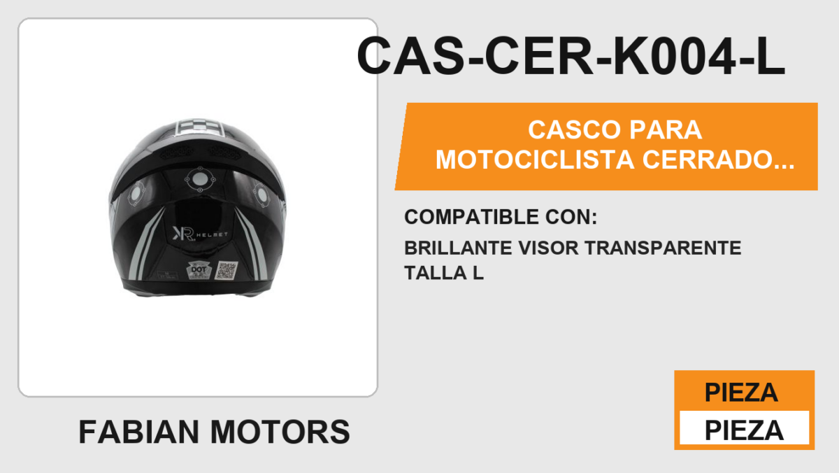 CASCO PARA MOTOCICLISTA CERRADO KIIRUS CERTIFICADO DOT BRILLANTE VISOR TRANSPARENTE