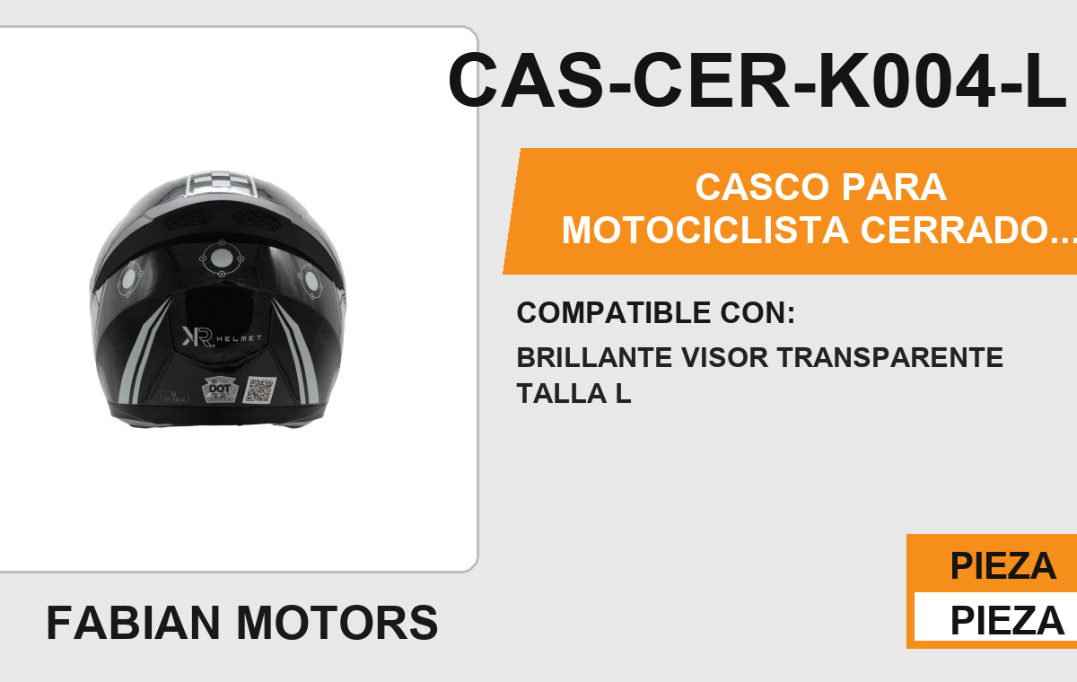CASCO PARA MOTOCICLISTA CERRADO KIIRUS CERTIFICADO DOT BRILLANTE VISOR TRANSPARENTE