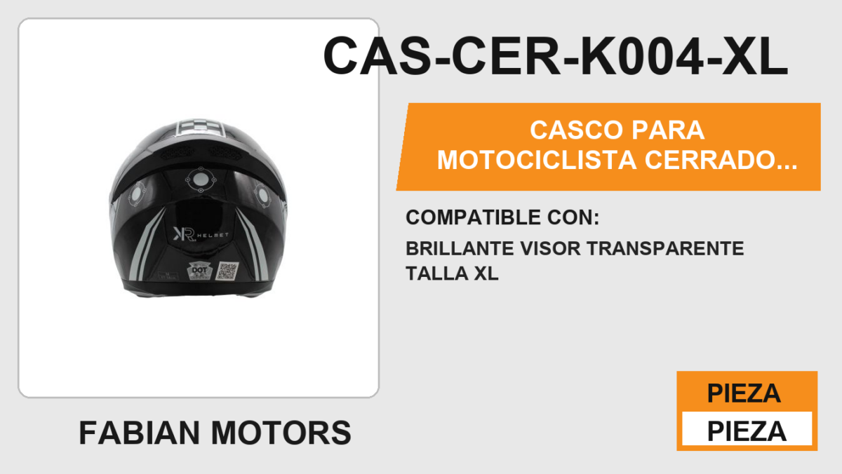 CASCO PARA MOTOCICLISTA CERRADO KIIRUS CERTIFICADO DOT BRILLANTE VISOR TRANSPARENTE