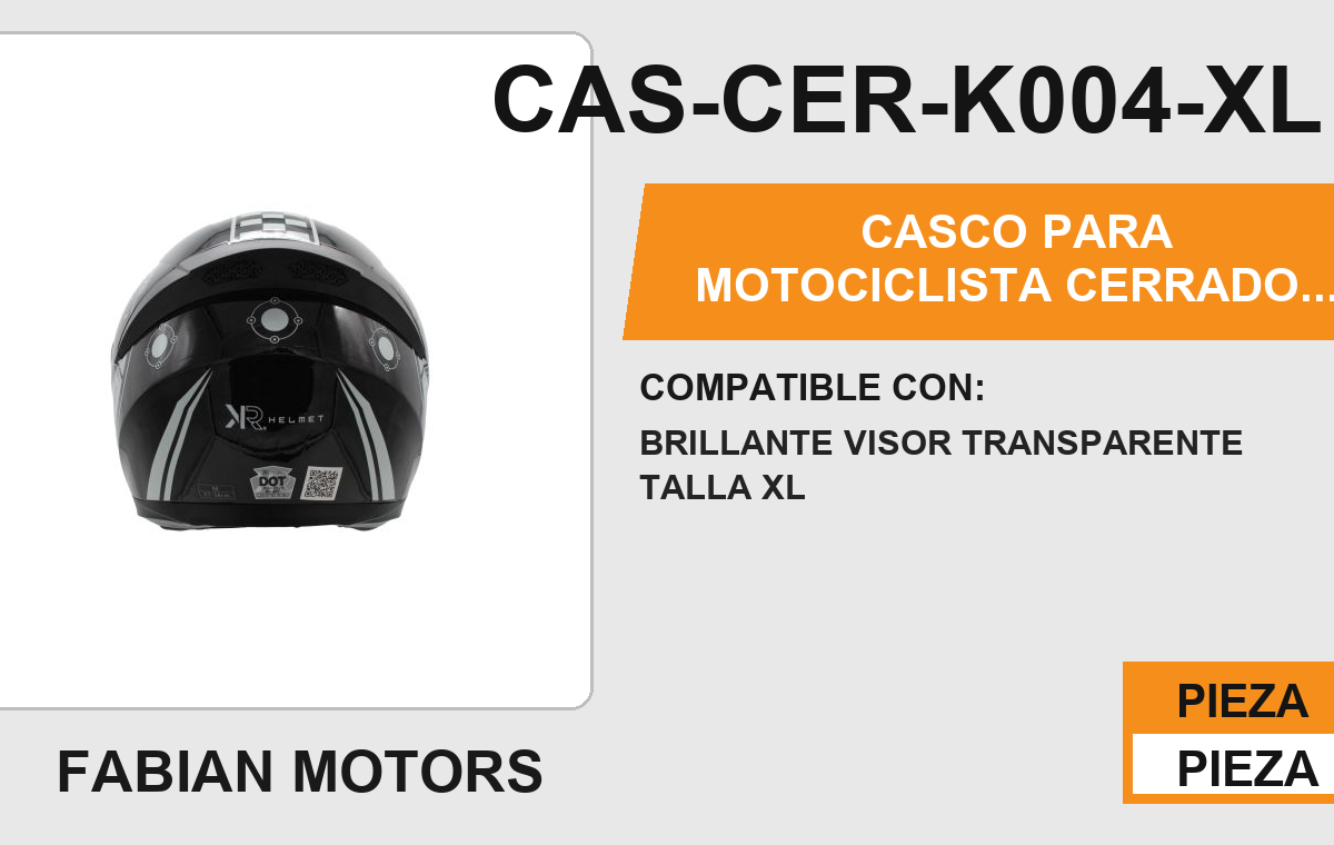 CASCO PARA MOTOCICLISTA CERRADO KIIRUS CERTIFICADO DOT BRILLANTE VISOR TRANSPARENTE