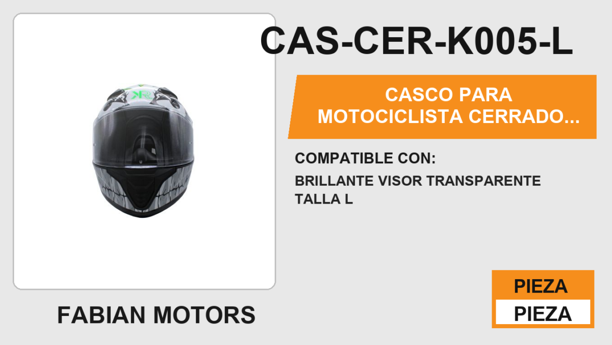 CASCO PARA MOTOCICLISTA CERRADO KIIRUS CERTIFICADO DOT BRILLANTE VISOR TRANSPARENTE