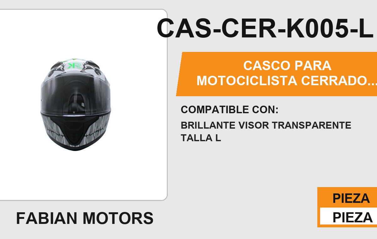 CASCO PARA MOTOCICLISTA CERRADO KIIRUS CERTIFICADO DOT BRILLANTE VISOR TRANSPARENTE