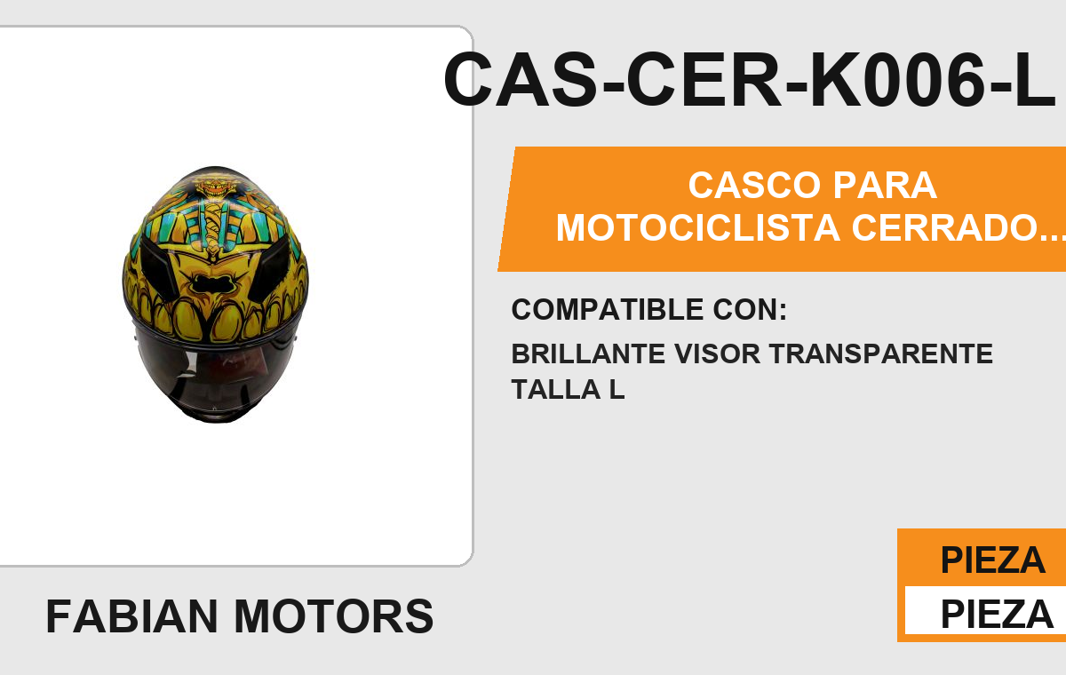 CASCO PARA MOTOCICLISTA CERRADO KIIRUS CERTIFICADO DOT BRILLANTE VISOR TRANSPARENTE