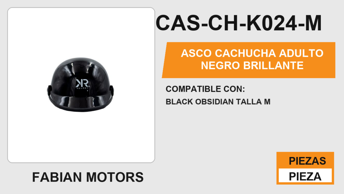 CASCO CACHUCHA ADULTO NEGRO BRILLANTE