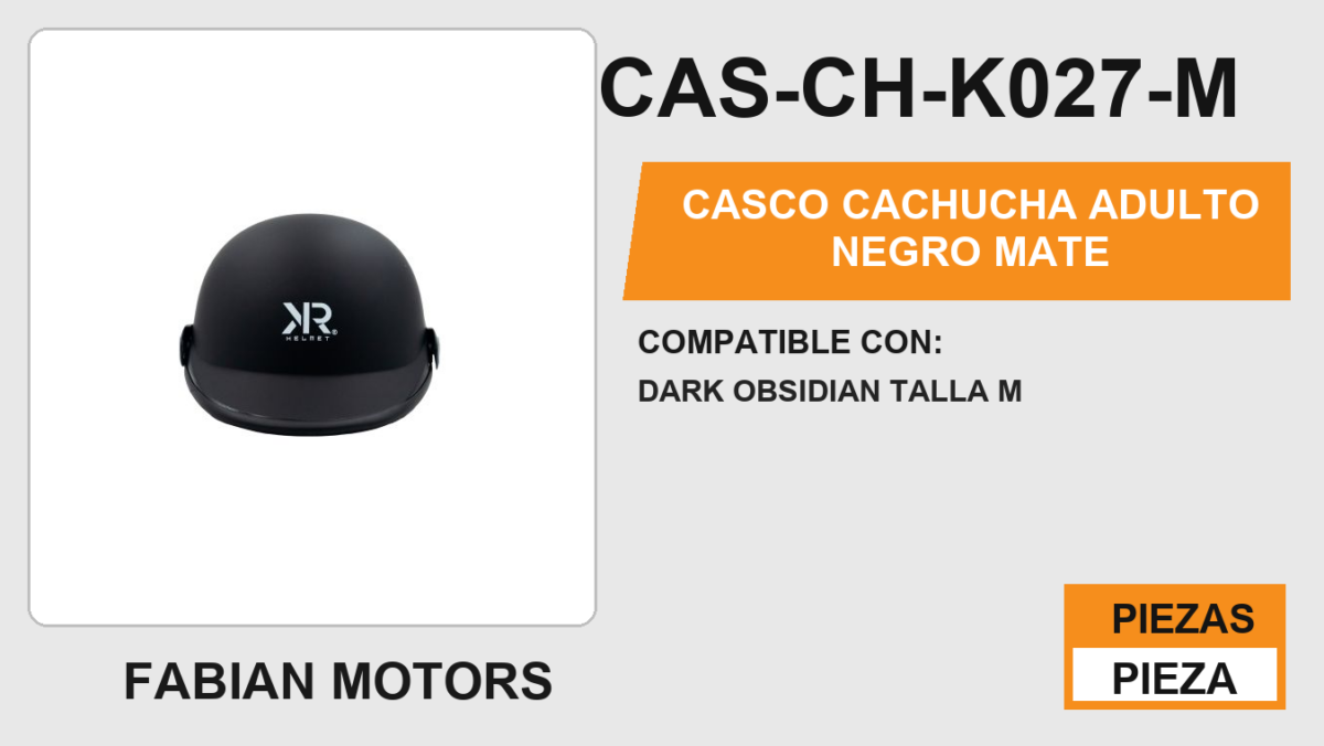 CASCO CACHUCHA ADULTO NEGRO MATE