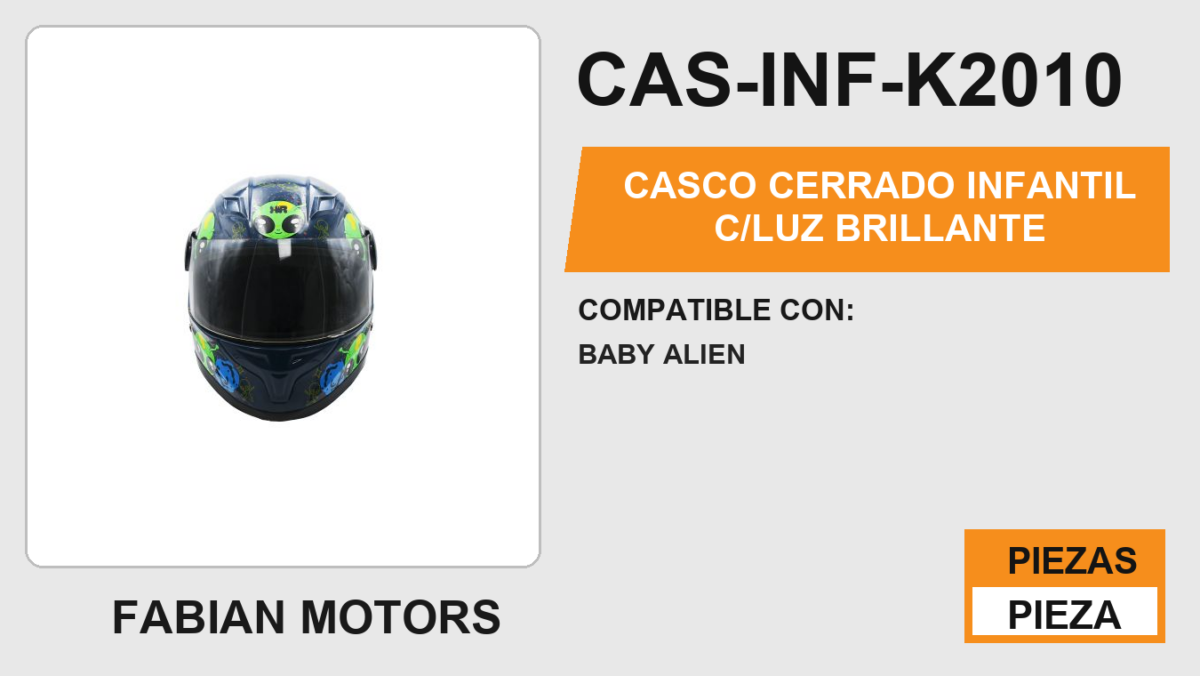 CASCO CERRADO INFANTIL C/LUZ BRILLANTE