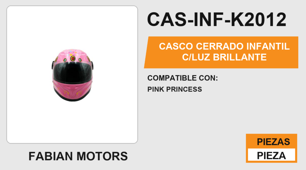 CASCO CERRADO INFANTIL C/LUZ BRILLANTE