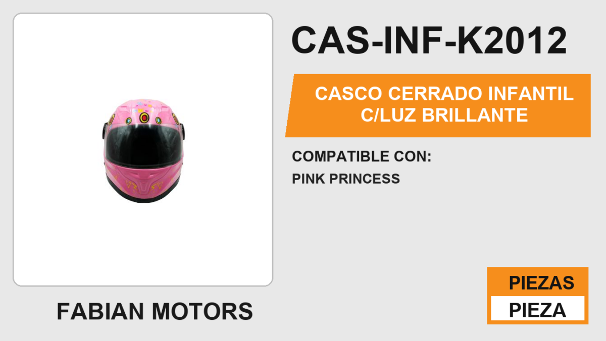 CASCO CERRADO INFANTIL C/LUZ BRILLANTE