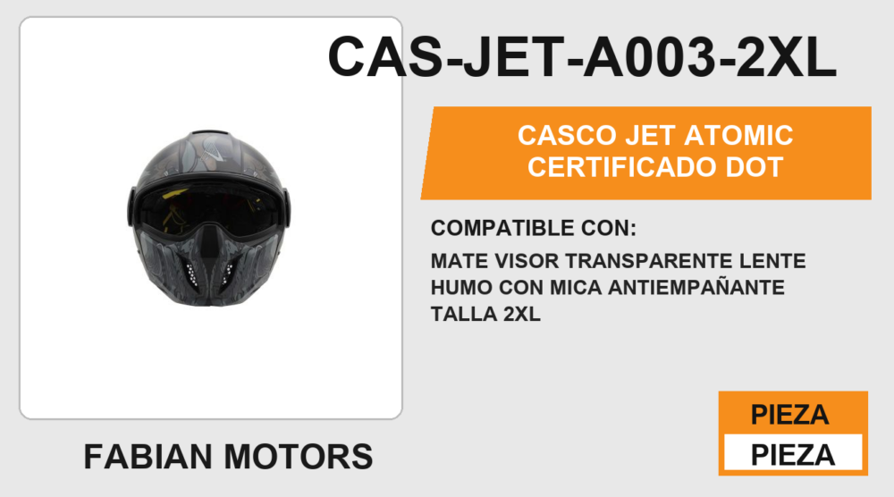 CASCO JET ATOMIC CERTIFICADO " DOT "