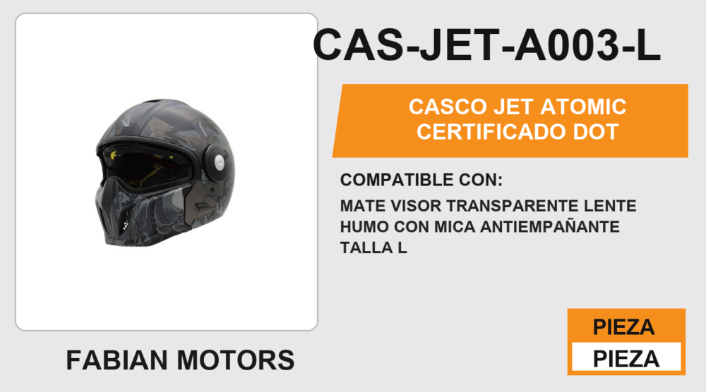 CASCO JET ATOMIC CERTIFICADO " DOT "
