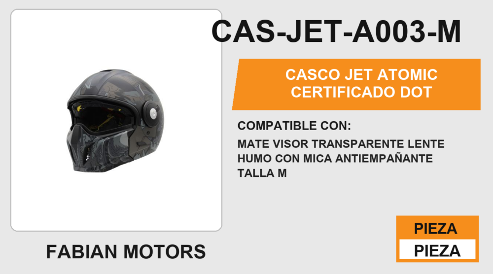 CASCO JET ATOMIC CERTIFICADO " DOT "
