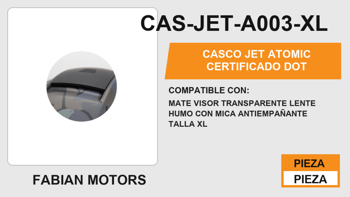 CASCO JET ATOMIC CERTIFICADO " DOT "