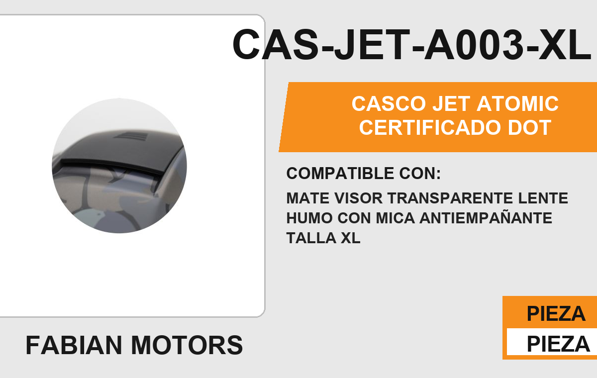 CASCO JET ATOMIC CERTIFICADO " DOT "