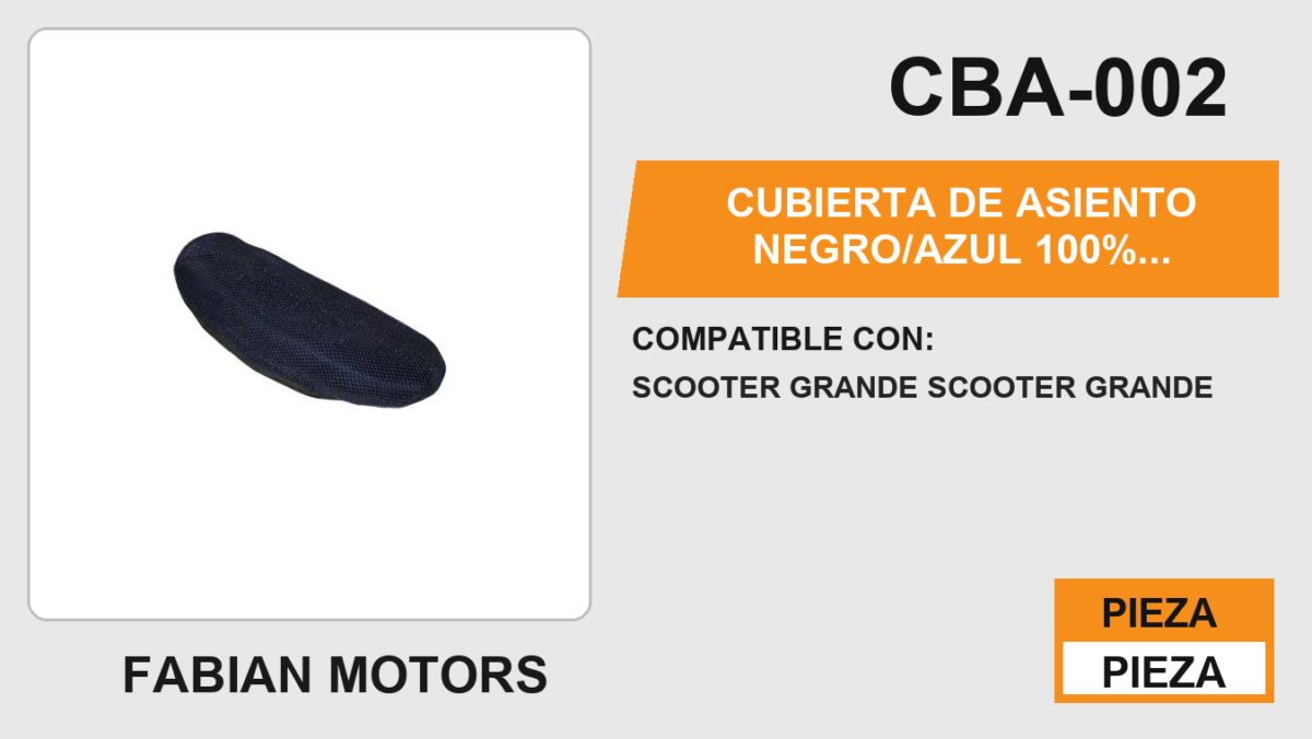 CUBIERTA DE ASIENTO NEGRO/AZUL 100% poliester