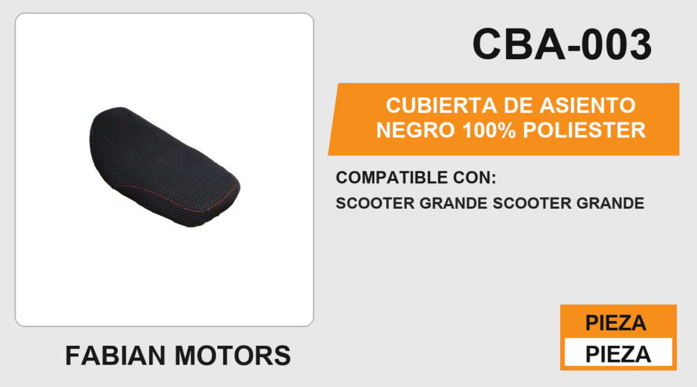 CUBIERTA DE ASIENTO NEGRO 100% poliester