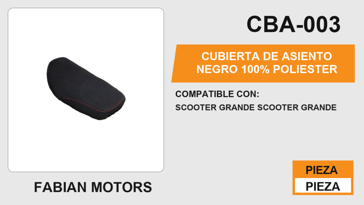 CUBIERTA DE ASIENTO NEGRO 100% poliester