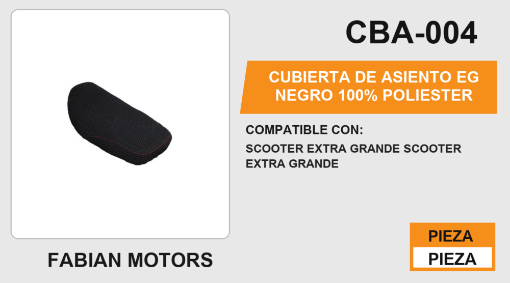 CUBIERTA DE ASIENTO NEGRO 100% poliester