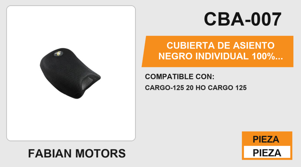 CUBIERTA DE ASIENTO NEGRO 100% poliester