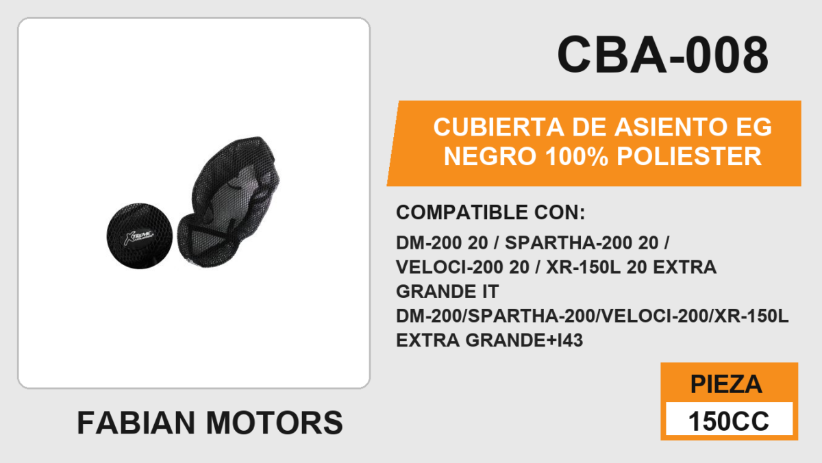 CUBIERTA DE ASIENTO NEGRO 100% poliester