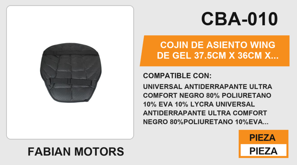 COJÍN DE ASIENTO WING DE GEL 37.5CM X 36CM X 2.5CM