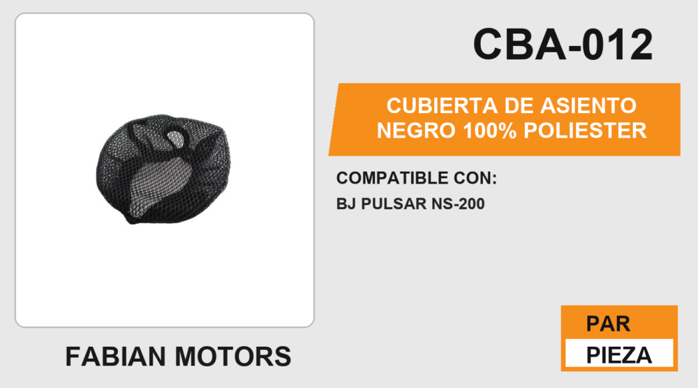 CUBIERTA DE ASIENTO NEGRO 100% POLIESTER