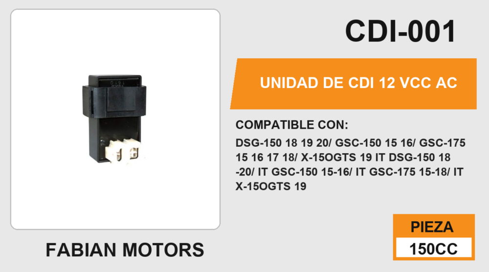 UNIDAD DE CDI 12Vcc