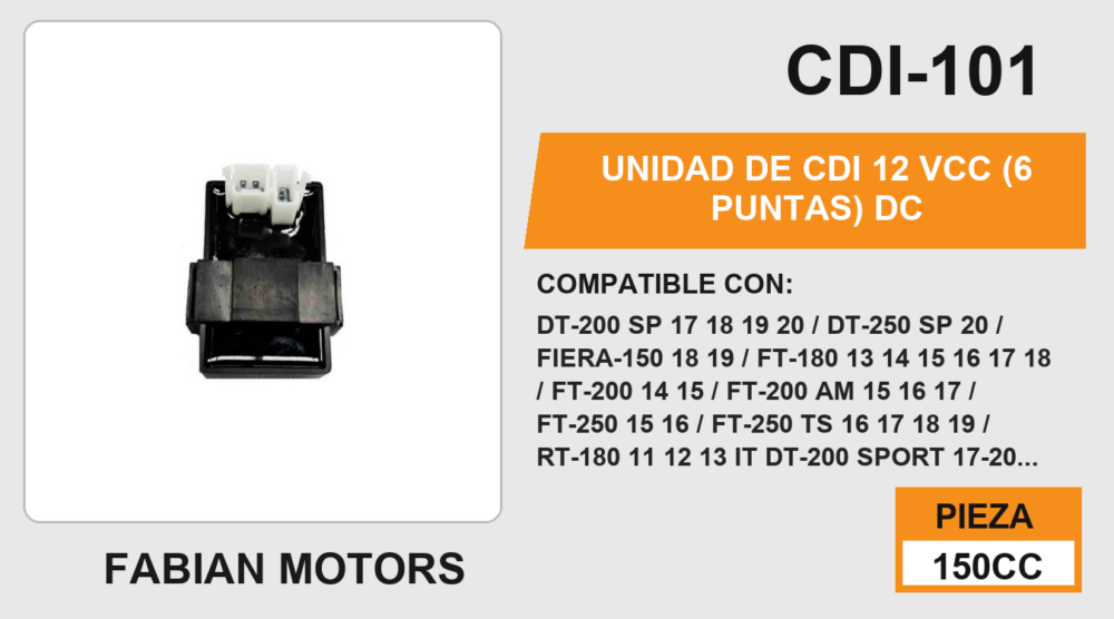 UNIDAD DE CDI 12Vcc (6 PUNTAS)