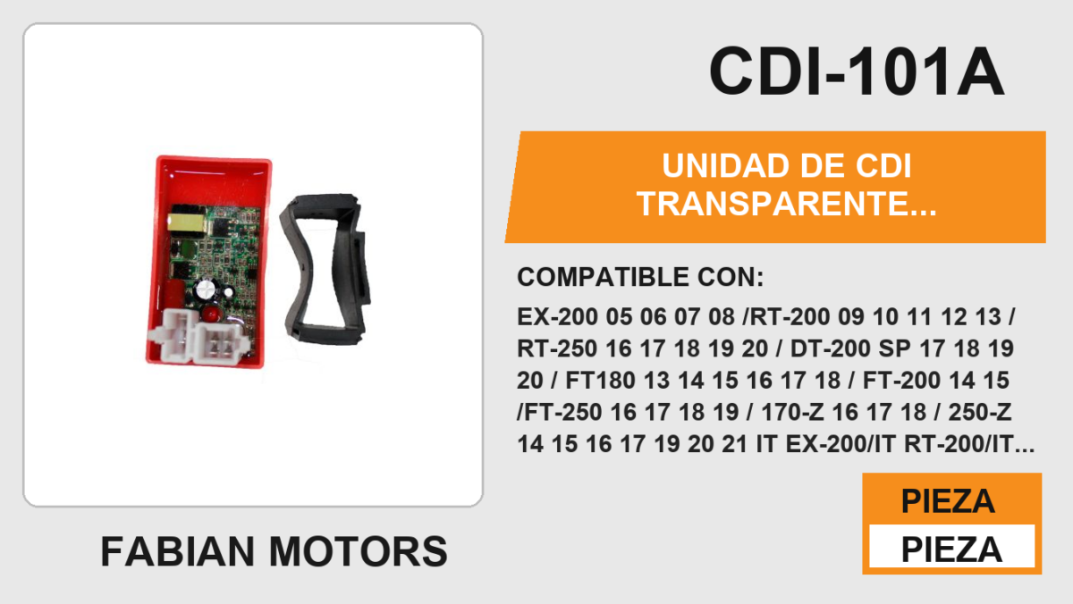 UNIDAD DE CDI TRANSPARENTE INDICADOR LED 12Vcc