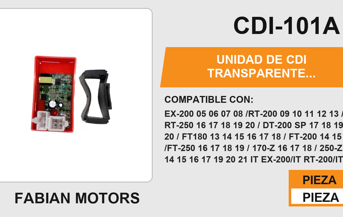 UNIDAD DE CDI TRANSPARENTE INDICADOR LED 12Vcc