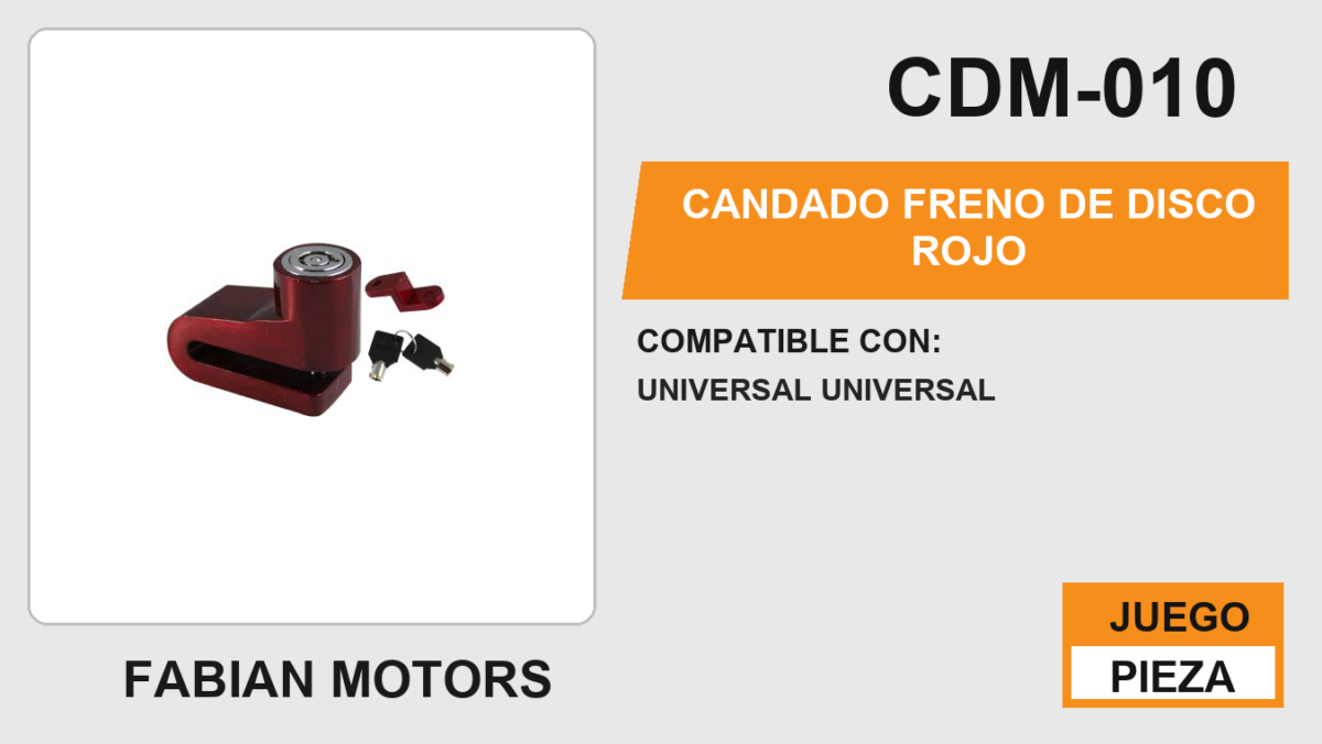 CANDADO FRENO DE DISCO ROJO