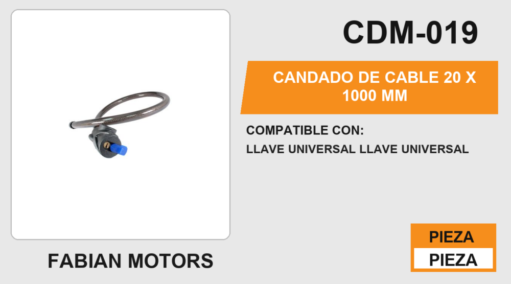 CANDADO DE CABLE 20 X 1000 mm