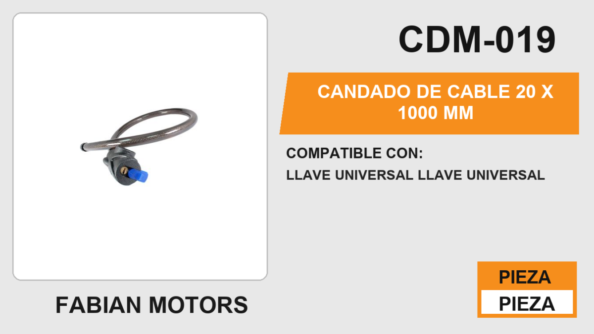 CANDADO DE CABLE 20 X 1000 mm