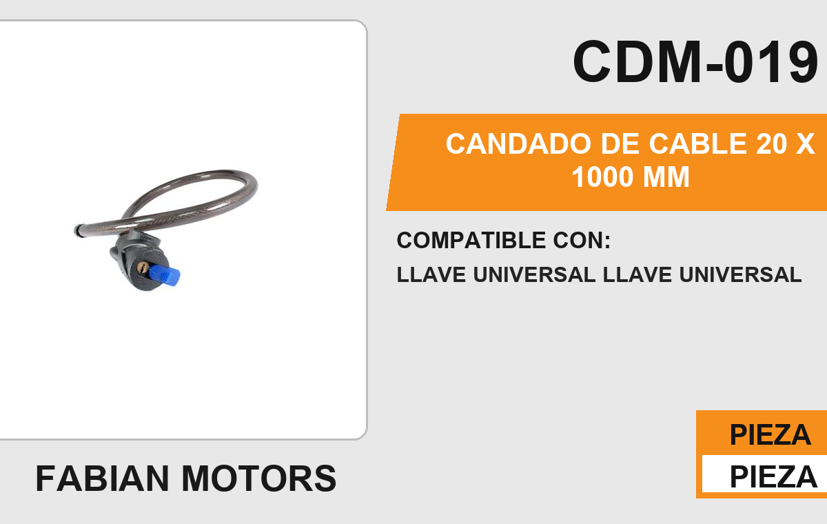 CANDADO DE CABLE 20 X 1000 mm